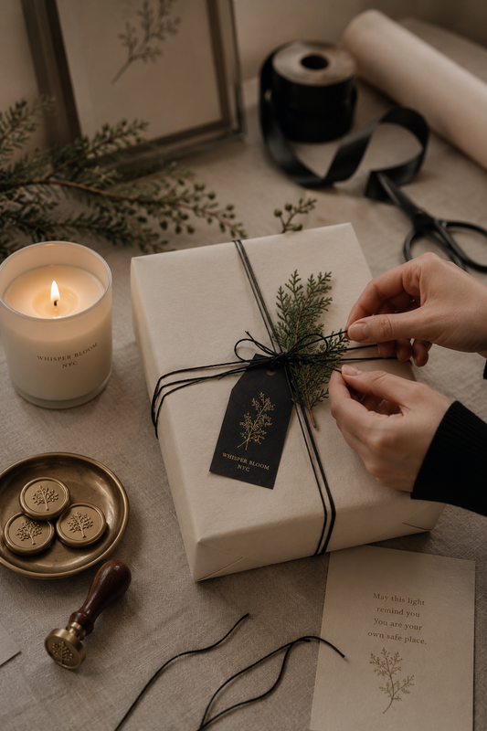 Whisper Bloom NYC founder Vivian's Soul-Echo candle burning down over several weeks in a Manhattan apartment