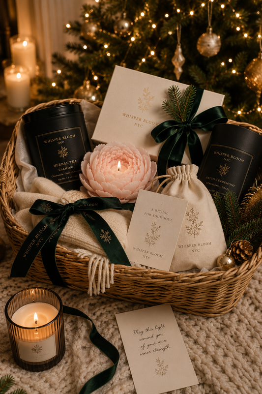 Whisper Bloom NYC founder Vivian's empty nest gift set for a mother in a quiet Manhattan apartment