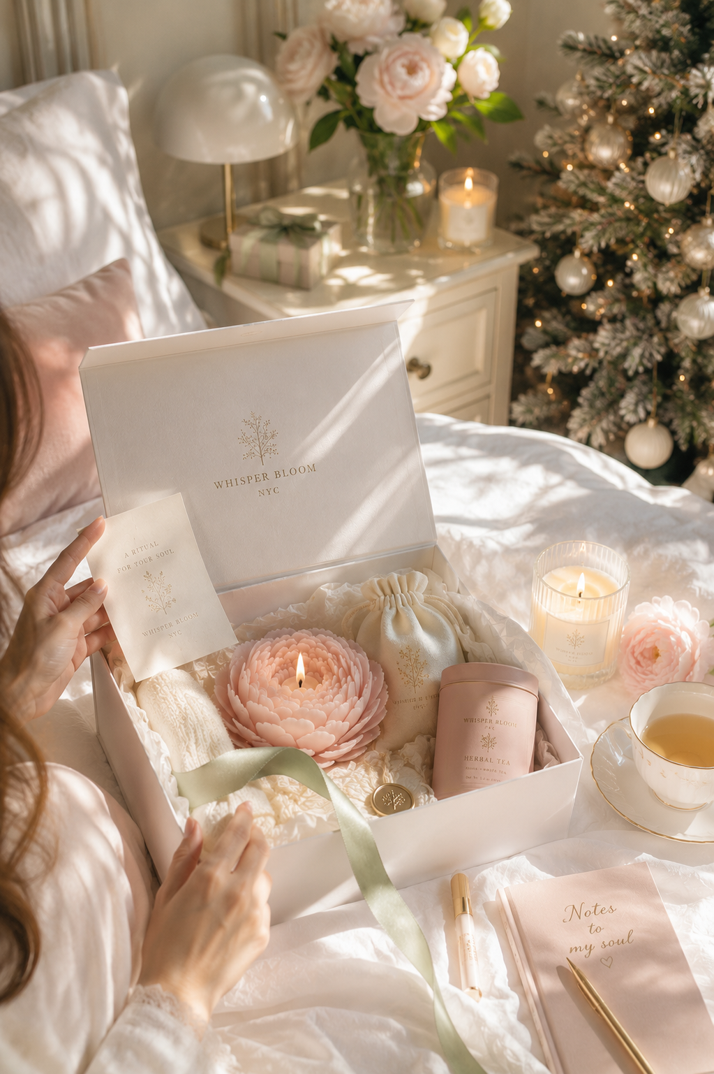 Whisper Bloom NYC founder Vivian comparing subscription delivery to individually purchased candles in a Manhattan apartment