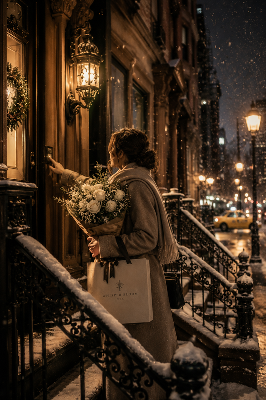Whisper Bloom NYC founder Vivian's housewarming ritual gift set styled in a new Manhattan apartment