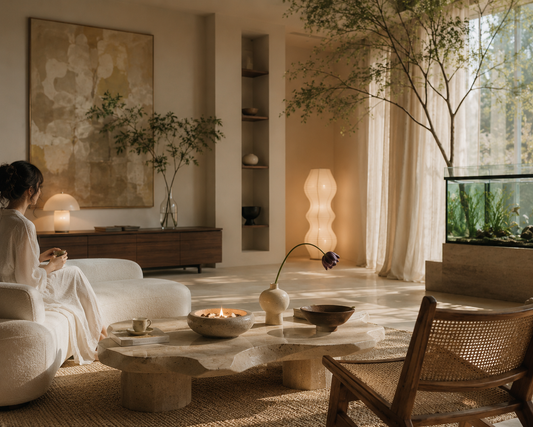 Whisper Bloom NYC founder Vivian's morning and evening ritual candles compared side by side in Manhattan
