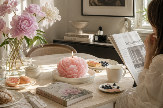 Whisper Bloom NYC founder Vivian's four ritual series candles arranged for comparison in Manhattan