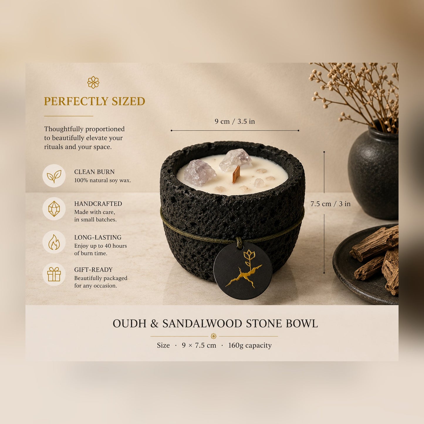 Oudh & Sandalwood Stone Bowl