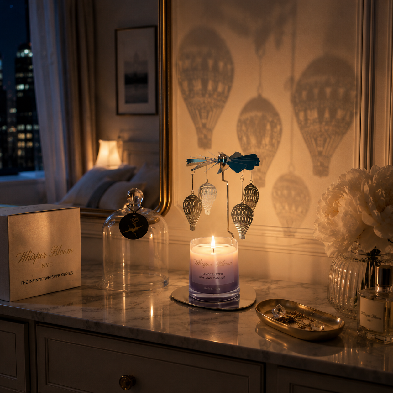 The Hot Air Balloon Carousel with Cloche Candle