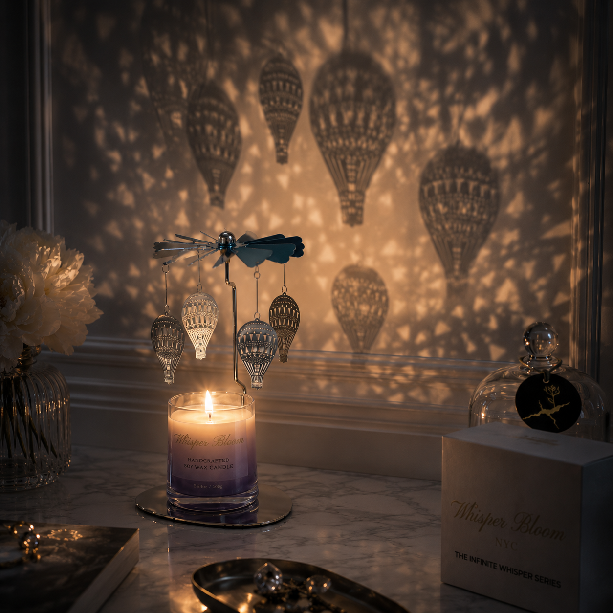 The Hot Air Balloon Carousel with Cloche Candle